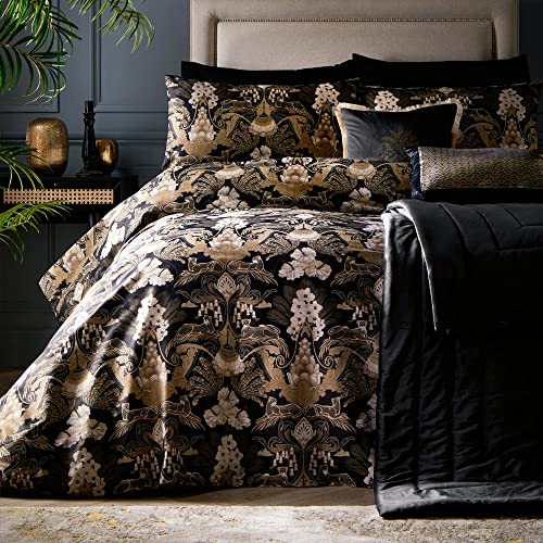 INSGEER Laurence Llewelyn-Bowen - Suburban Jungle – Bettbezug-Set – Doppelbett-Größe in Schwarz/Gold von INSGEER