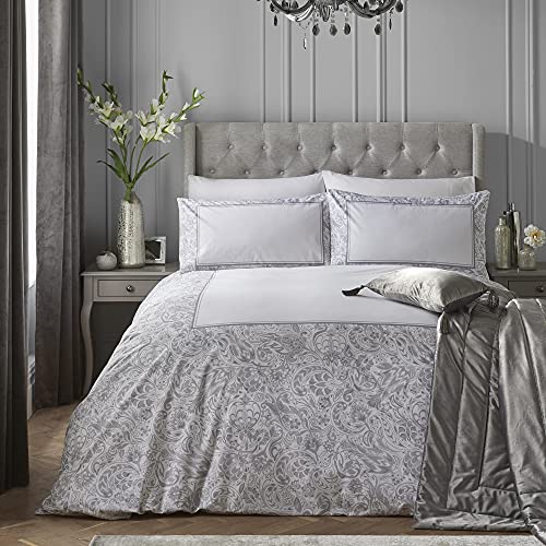 Laurence Llewelyn-Bowen - Suzani – Bettwäsche-Set aus 100% Baumwollsatin, für Doppelbett, Grau von Laurence Llewelyn-Bowen