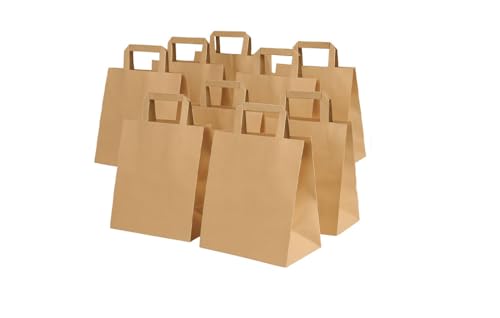 50 Stück Papiertragetaschen Braun | Geschenktüten & Einkaufstüten | 26x17x25 cm | Tragetaschen aus Kraftpapier mit Henkel | Papiertüten für Take Away, Gastronomie, Handel & Events 50 Stück Papiertragetaschen Braun | Geschenktüten & Einkaufstüten | 26x17x25 cm | Tragetaschen aus Kraftpapier mit Henkel | Papiertüten für Take Away, Gastronomie, Handel & Events von Lauroo
