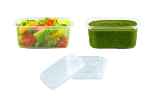 Feinkostbecher mit Deckel 200ml | Rechteckig, transparent | PP Kunststoff | Salatbecher | Salatbox - 250 Stück Feinkostbecher mit Deckel 200ml | Rechteckig, transparent | PP Kunststoff | Salatbecher | Salatbox - 250 Stück von Lauroo