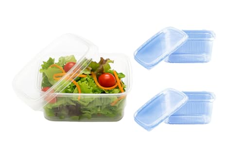 50 Stück Feinkostbecher mit Deckel 250ml | Rechteckig, transparent | PP Kunststoff | Salatbecher | Salatbox - To Go Verpackung für Feinkost, Obst, Gemüse, Dips & Snacks von Lauroo