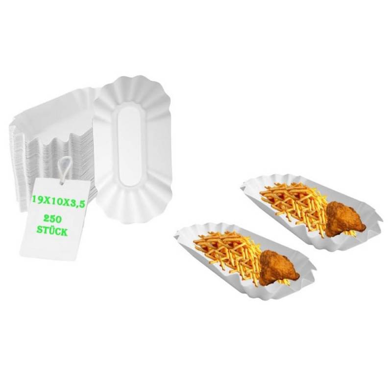 Lauroo Einwegteller Lauroo Pappschale KU1-19x10x3,5 cm, Einweg-Schale für Pommes, (250 St) von Lauroo