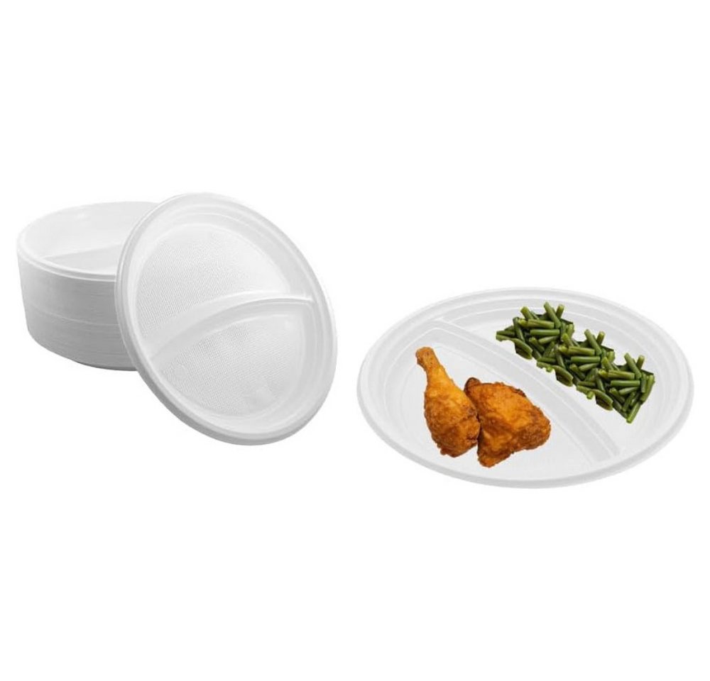 Lauroo Grillteller Menüteller 2-geteilt – Ø22 cm Teller - 100 Stück, (100 St) von Lauroo