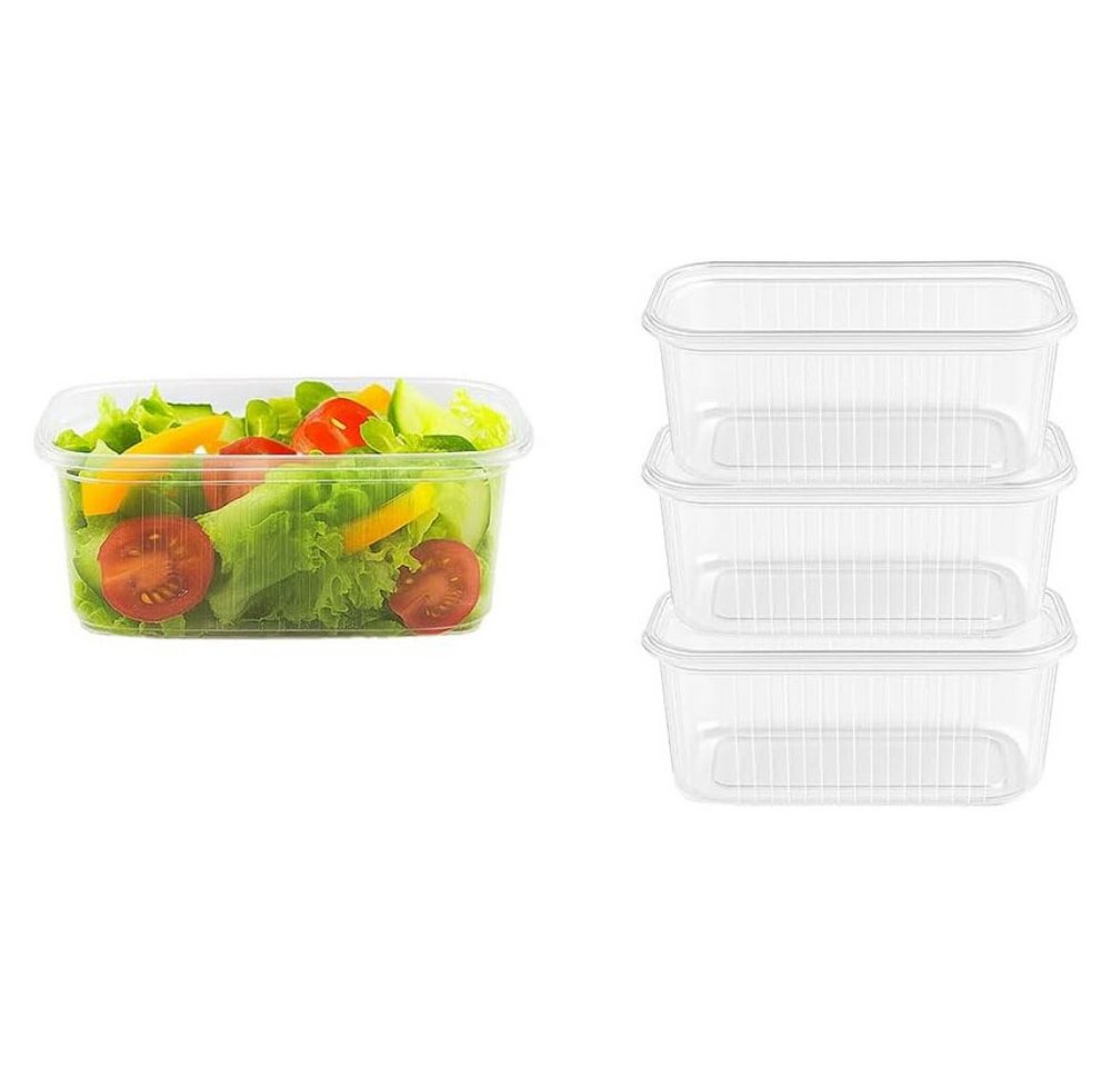 Lauroo Obstschale Feinkostbecher mit Deckel 200ml, Rechteckig, transparent, - 50 Stück, (50-tlg) von Lauroo