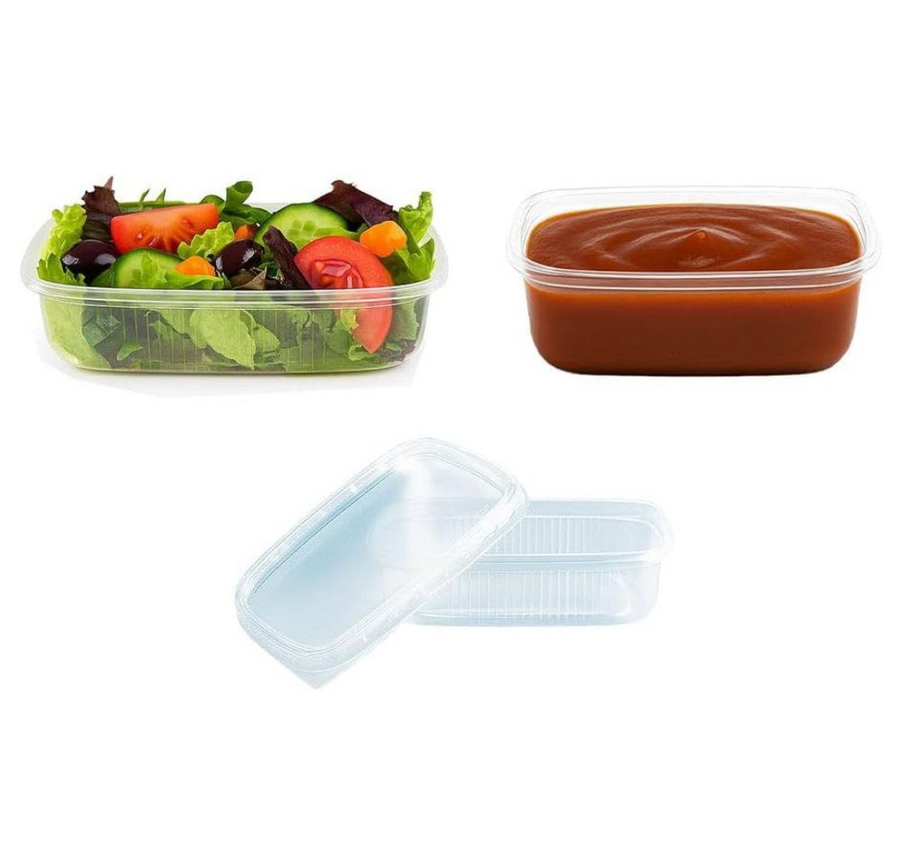 Lauroo Schale Feinkostbecher mit Deckel 125ml, Rechteckig, transparent - 250 Stück, (250-tlg) von Lauroo