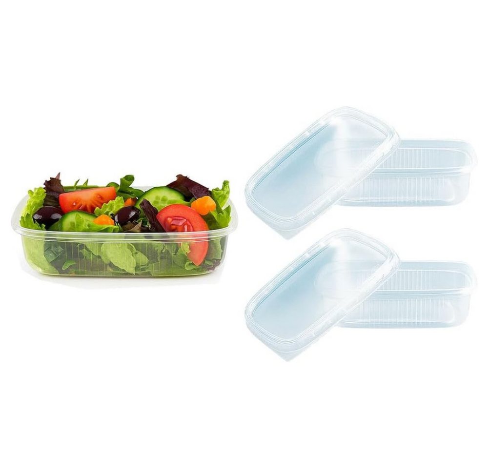 Lauroo Schale Feinkostbecher mit Deckel 125ml, Rechteckig, transparent - 50 Stück, (50-tlg) von Lauroo