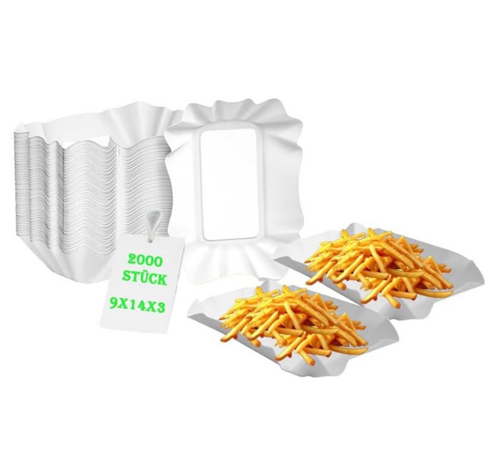 Lauroo Schale Pappschale - 10x17x3 cm, Schale für Pommes- 2000 Stück, (2000-tlg) von Lauroo