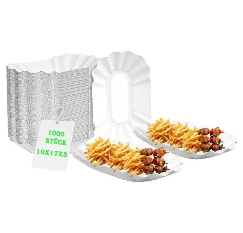 Lauroo Schüssel Pappschale - 10x17x3 cm, Schale für Pommes- 1000 Stück, (1000-tlg) von Lauroo