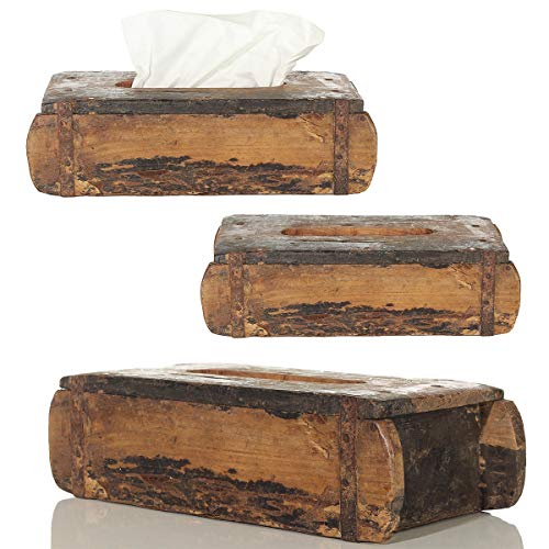 Tissuebox Ziegelform Holz Braun ca.31x15cm Kosmetiktuch-Box Taschentuch von Laursen