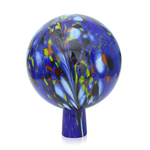 Lauschaer Glas Gartenkugel Rosenkugel aus Glas mit Granulat dunkelblau h 19cm,d 15cm mundgeblasen handgeformt von Lauschaer Glas