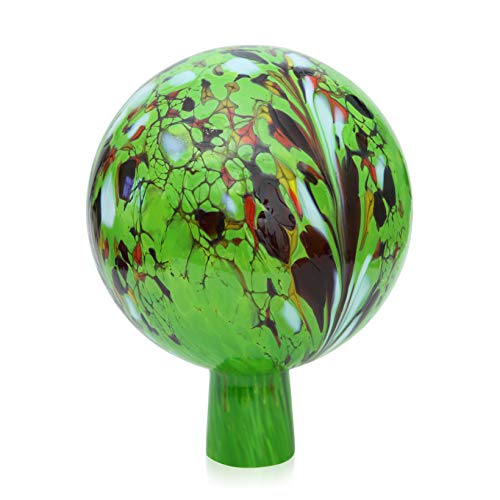 Lauschaer Glas Gartenkugel Rosenkugel aus Glas mit Granulat grün h 19cm,d 15cm mundgeblasen handgeformt von Lauschaer Glas
