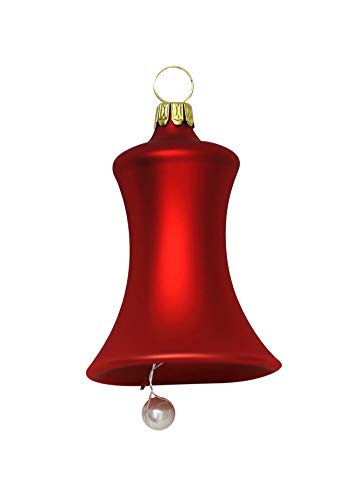 Lauschaer Glas Christbaumschmuck Glocken klein rot matt 3 Stück d 5cm Christbaumschmuck Weihnachtsbaumschmuck mundgeblasen von Lauschaer Glas