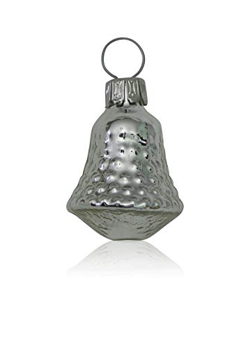 Kleine Formglöckchen, Silber, 3 Stück, d=2,5cm, L 4cm Christbaumschmuck Weihnachtsbaumschmuck Weihnachtsschmuck mundgeblasen,handdekoriert Lauschaer Glas das Original von Lauschaer Glas