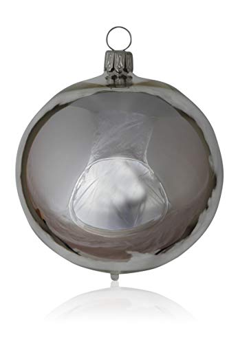 Lauschaer Glas Christbaumkugeln Silber Glanz 3 Stück d 8cm Christbaumschmuck Weihnachtsbaumschmuck mundgeblasen von Lauschaer Glas