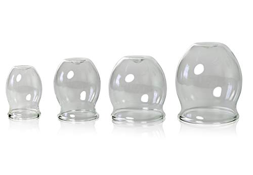 Lauschaer Glas 4er medizinisches Feuer-Schröpfglasset 30-40-50-60mm zum professionellen, medizinischen Feuerschröpfen mundgeblasen handgeformt von Lauschaer Glas