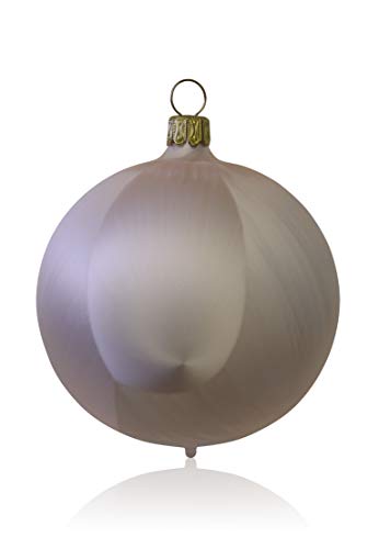 Lauschaer Glas Christbaumkugeln Eislack Champagner 4 Stück d 7cm Christbaumschmuck Weihnachtsbaumschmuck mundgeblasen, handdekoriert von Lauschaer Glas