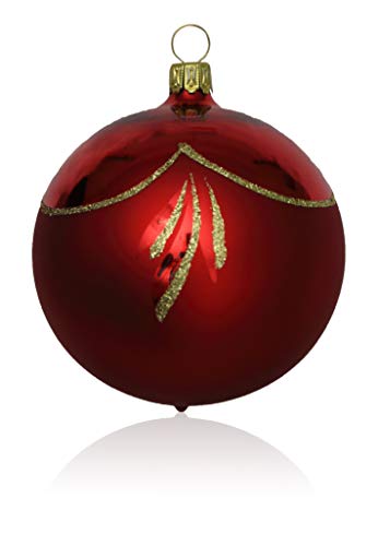 Lauschaer Glas Christbaumkugeln rot Glanz/matt 4 Stück d 10cm Christbaumschmuck Weihnachtsschmuck mundgeblasen,handdekoriert von Lauschaer Glas