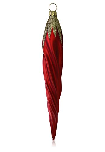 Lauschaer Glas Christbaumschmuck Eiszapfen rot matt 3 Stück Christbaumschmuck Weihnachtsbaumschmuck mundgeblasen,handdekoriert von Lauschaer Glas