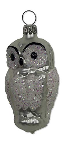 Lauschaer Glas Christbaumschmuck Eule weiß matt Christbaumschmuck mundgeblasen,handdekoriert von Lauschaer Glas