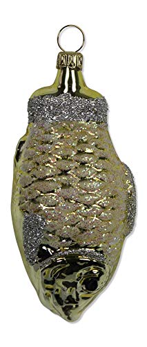Lauschaer Glas Christbaumschmuck Fisch Gold Christbaumschmuck mundgeblasen,handdekoriert von Lauschaer Glas