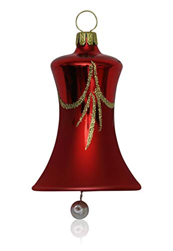 Lauschaer Glas Christbaumschmuck Glocken klein rot glanz matt 3 Stück d 5cm Christbaumschmuck Weihnachtsschmuck mundgeblasen,handdekoriert von Lauschaer Glas