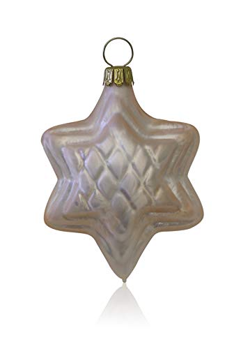 Lauschaer Glas Christbaumschmuck Sterne Eislack Champagner 4 Stück Christbaumschmuck Weihnachtsschmuck mundgeblasen,handdekoriert von Lauschaer Glas