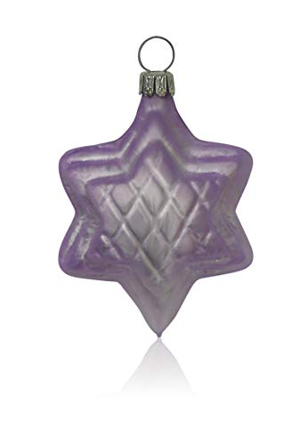 Lauschaer Glas Christbaumschmuck Sterne Eislack flieder 4 Stück Christbaumschmuck Weihnachtsbaumschmuck mundgeblasen, handdekoriert von Lauschaer Glas