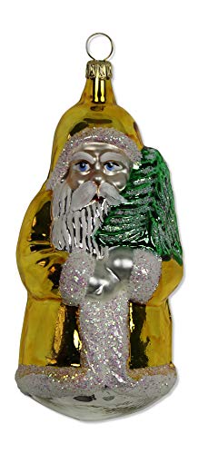 Lauschaer Glas Christbaumschmuck großer Weihnachtsmann Gold Christbaumschmuck mundgeblasen,handdekoriert von Lauschaer Glas