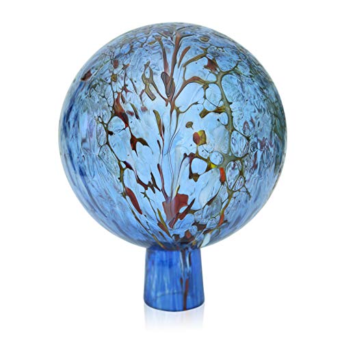 Lauschaer Glas Gartenkugel Rosenkugel aus Glas mit Granulat aquablau h 19cm,d 15cm mundgeblasen handgeformt von Lauschaer Glas