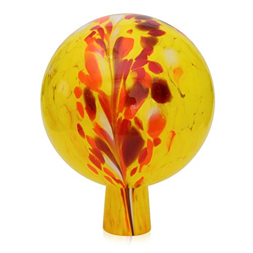 Lauschaer Glas Gartenkugel Rosenkugel aus Glas mit Granulat gelb h 15 cm, d 12cm mundgeblasen handgeformt von Lauschaer Glas