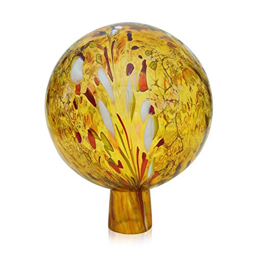 Lauschaer Glas Gartenkugel Rosenkugel mit Granulat Gold h 15 cm, d 12cm mundgeblasen handgeformt von Lauschaer Glas