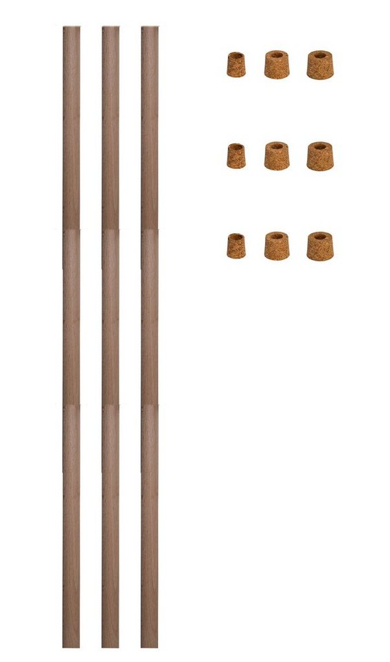 Lauschaer Glas Gartenstecker Rosenkugelstab Gartenkugelstab mit Korkaufsatz, für Rosenkugeln naturbelassenes Holz von Lauschaer Glas