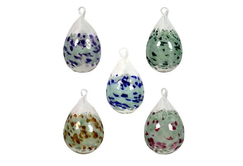 Lauschaer Glas Hängedekoration Osterei bzw. Ostereier aus Glas mundgeblasen handgeformt groß (5 St), aus mundgeblasenem Glas von Lauschaer Glas