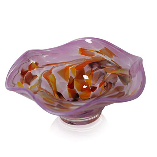 Lauschaer Glas Kerzenhalter oder Schale aus Glas Granulat d 20cm, H 8cm mundgeblasen handgeformt (Flieder) von Lauschaer Glas