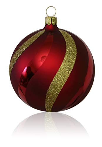 Lauschaer Glas Christbaumkugeln dunkelrot matt mit Dekor 5 Stück d 5cm Christbaumschmuck Weihnachtsschmuck mundgeblasen,handdekoriert von Lauschaer Glas