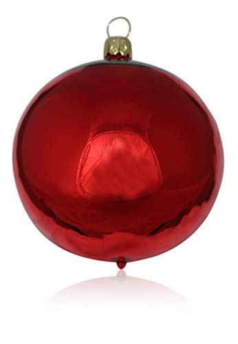 Lauschaer Glas Kugeln rot Glanz 4 Stück d 10cm Christbaumschmuck Weihnachtsschmuck mundgeblasen,handdekoriert Original (rot Glanz) von Lauschaer Glas