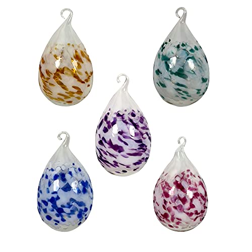Lauschaer Glas Ostereier aus Glas mit Granulat Verschiedene Größen und Sets mundgeblasen handgeformt (5, opalweiß mit 5 Farben) von Lauschaer Glas