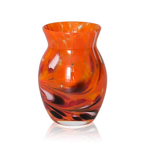 Lauschaer Glas Vase Granulat orange H 13cm, mundgeblasen handgeformt von Lauschaer Glas