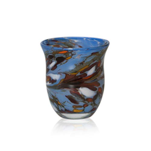 Lauschaer Glas Windlicht aus Glas mit Granulat hellblau H 13cm mundgeblasen handgeformt von Lauschaer Glas