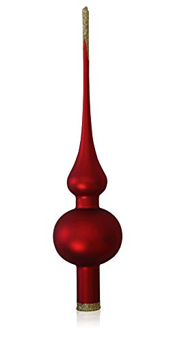 Lauschaer Glas Christbaumschmuck Spitze rot matt d 6cm Christbaumschmuck Weihnachtsbaumschmuck mundgeblasen von Lauschaer Glas