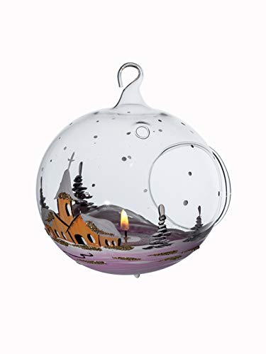 Windlicht Kugel Glaskugel für Teelicht rot mundgeblasen mit Winterlandschaft handbemalt Lauscha 10cm Windlicht Kugel Glaskugel für Teelicht rot mundgeblasen mit Winterlandschaft handbemalt Lauscha 10cm von Lauschaer - Glasartikel