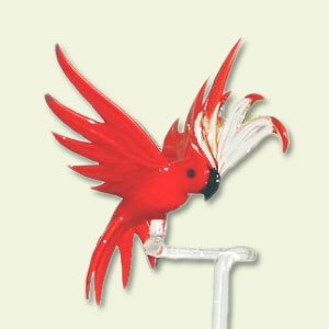 Lauschaer Glaskunst-Blumenstäbe Blumenstab Kakadu rot von Lauschaer Glaskunst-Blumenstäbe