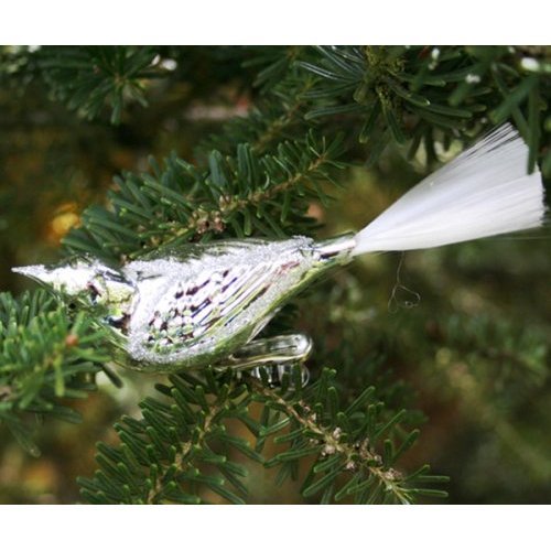 Lauschaer Glaskunst-Christbaumkugel Vogel mit gedrehtem Kopf einfarbig (3er Set) (Silber) von Lauschaer Glaskunst-Christbaumkugel