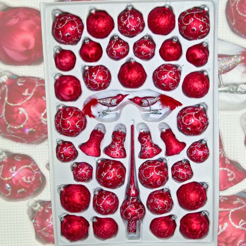 Lauschaer Glaskunst-Christbaumschmucksortiment - Baumschmuckset 39 Teile - Mundgeblasen - Roter Eislack - Lauschaer Glaskunst - Weihnachten Lauschaer Glaskunst-Christbaumschmucksortiment - Baumschmuckset 39 Teile - Mundgeblasen - Roter Eislack - Lauschaer Glaskunst - Weihnachten von Lauschaer Glaskunst