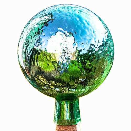 Lauschaer Glaskunst-Gartendeko Thüringer Rosenkugel - 15 cm - Mint Craquelet von Lauschaer Glaskunst