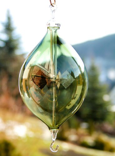 Lauschaer Glaskunst Hängende Dekoration Olive mit Tropfen 60 mm Grün, Glas, Klassisch, Dekoration von Lauschaer Glaskunst