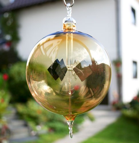 Lauschaer Glaskunst Lichtmühle mit Öse und Haken farbig Bernstein 90 mm Hängend Dekoration von Lauschaer Glaskunst
