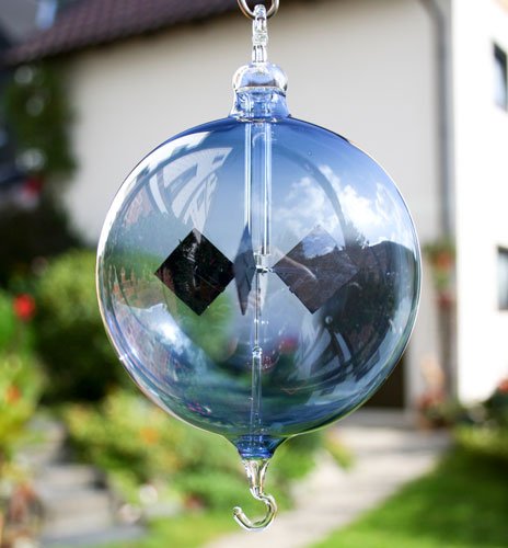 Lichtmühle mit Öse und Haken farbig (Blau, 90 mm) von Lauschaer Glaskunst