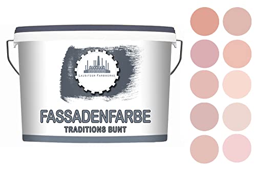 Silikonharz Fassadenfarbe Rosa sehr guter Regenschutz - hochwertige Aussenfarbe mit hoher Deckkraft - wasserabweisend - Abperleffekt // Lausitzer Farbwerke (10 L, Lachs) von Lausitzer Farbwerke