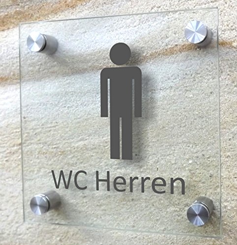 Lausitzwerbung WC Schild Herren Toilettenschild Herren WC Toilette Glasschild 15 x 15 cm (Design E) von Lausitzwerbung